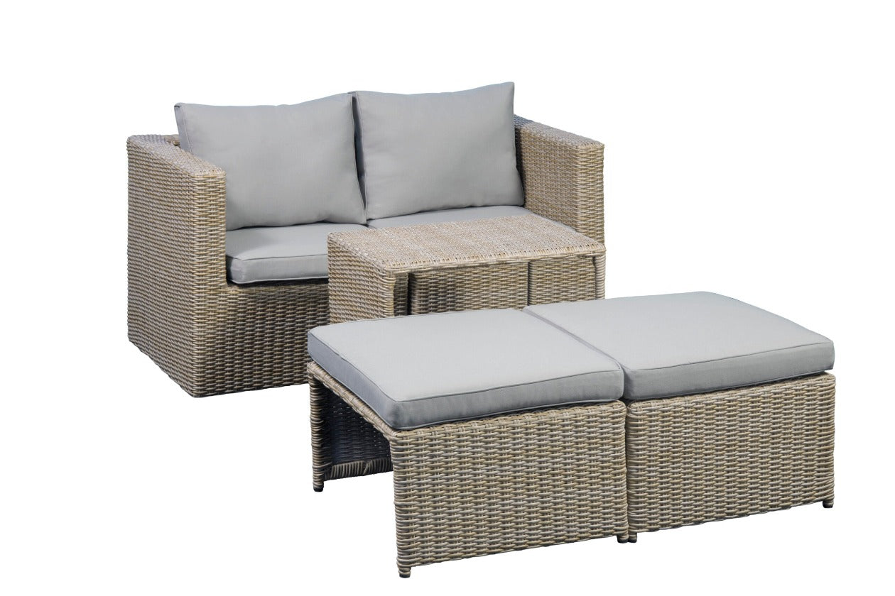 Outdoor 5 Piece Sofa Set Brown Wicker