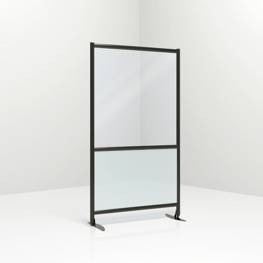Duplex Wall Room Divider Modular Panels | Clear & Frosted Acrylic, 24W x 72H / Clear Acrylic