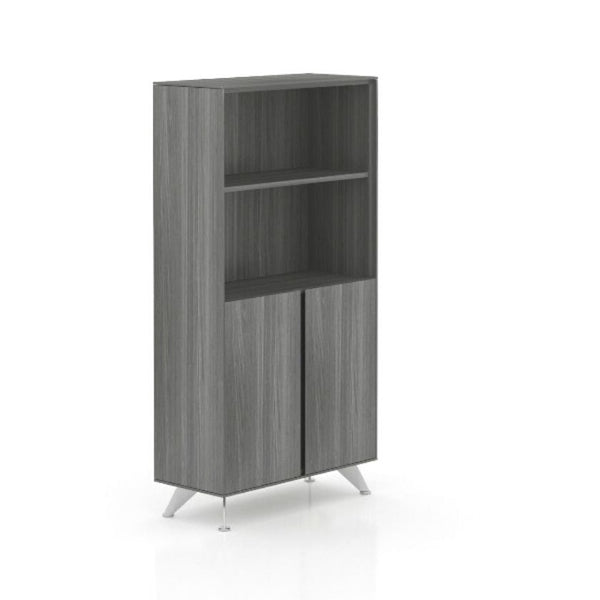 360 Bookcase with Doors 32x61 In Grey