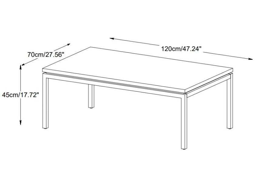 Lucius Coffee Table in Grey Ash 47"