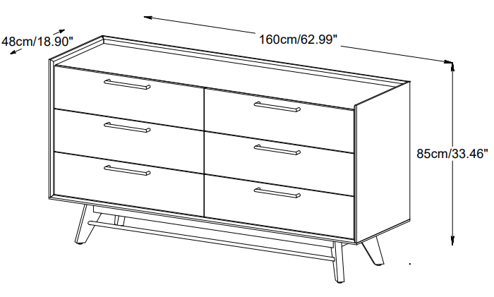 Rainier Double Dresser and High Chest Drawers in White