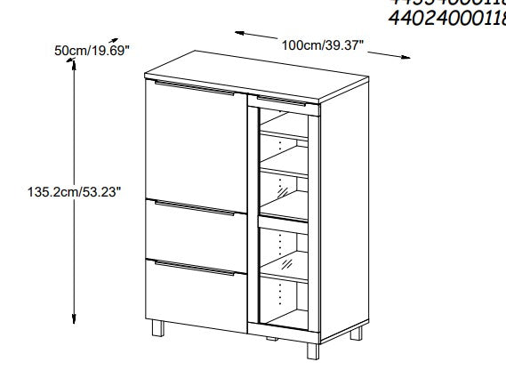 Kalmar Highboard Filing Cabinet with Doors K118