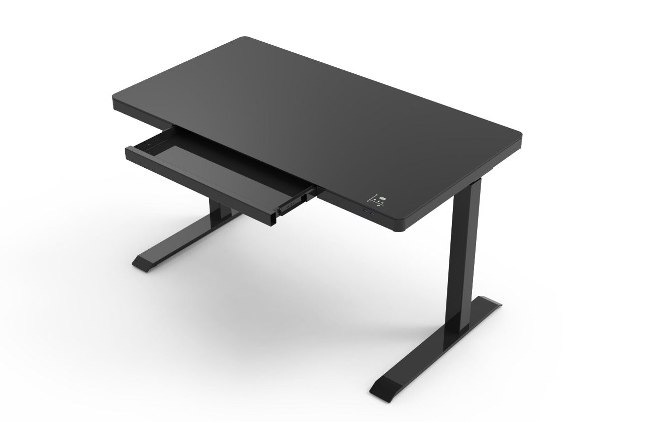 Smart Electric Standing Desk Glass Top 47” Black and White
