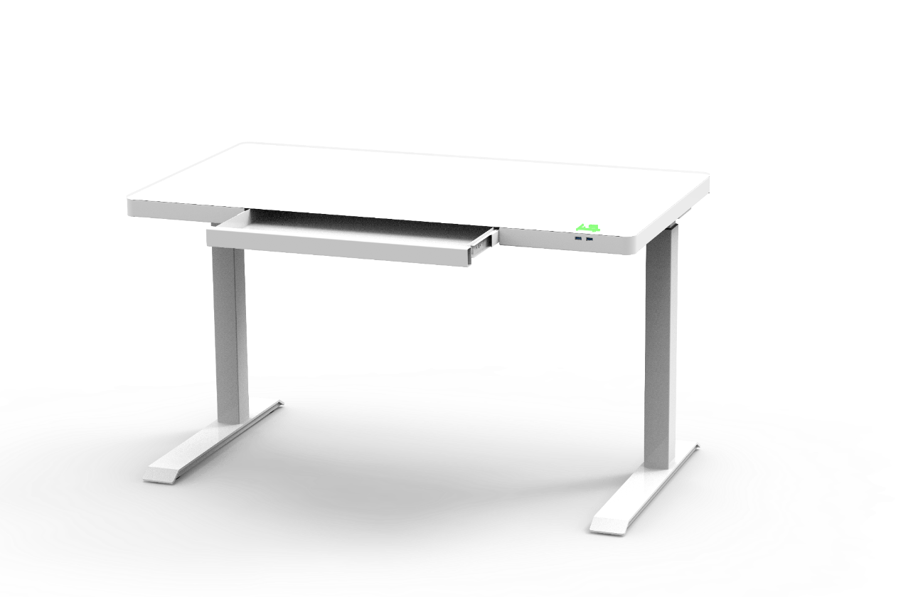 Smart Electric Standing Desk Glass Top 47” Black and White