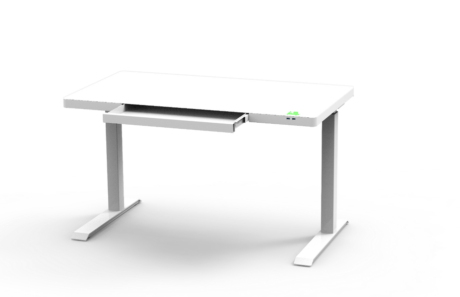 Smart Electric Standing Desk Glass Top 47” Black and White
