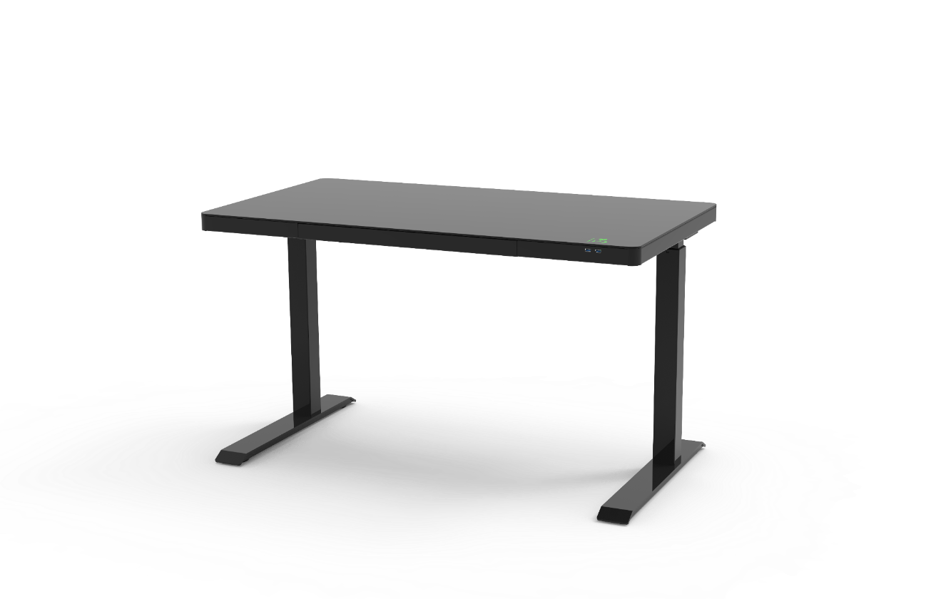 Smart Electric Standing Desk Glass Top 47” Black and White