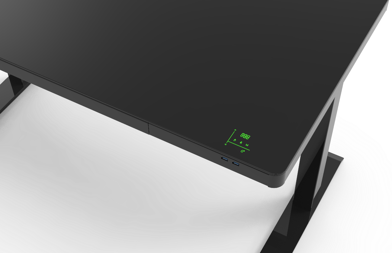 Smart Electric Standing Desk Glass Top 47” Black and White