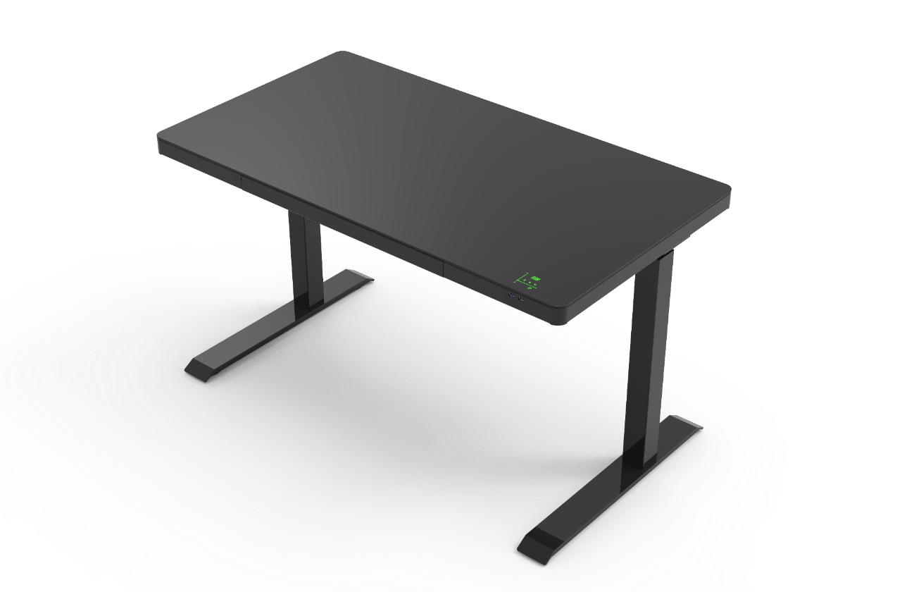 Smart Electric Standing Desk Glass Top 47” Black and White