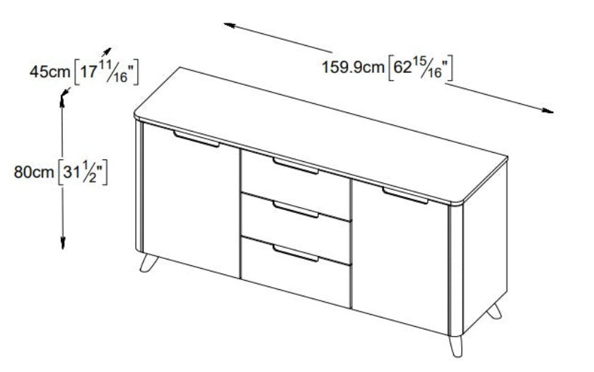 Tahoe 3-Section Sideboard in Walnut TAHDN-4180