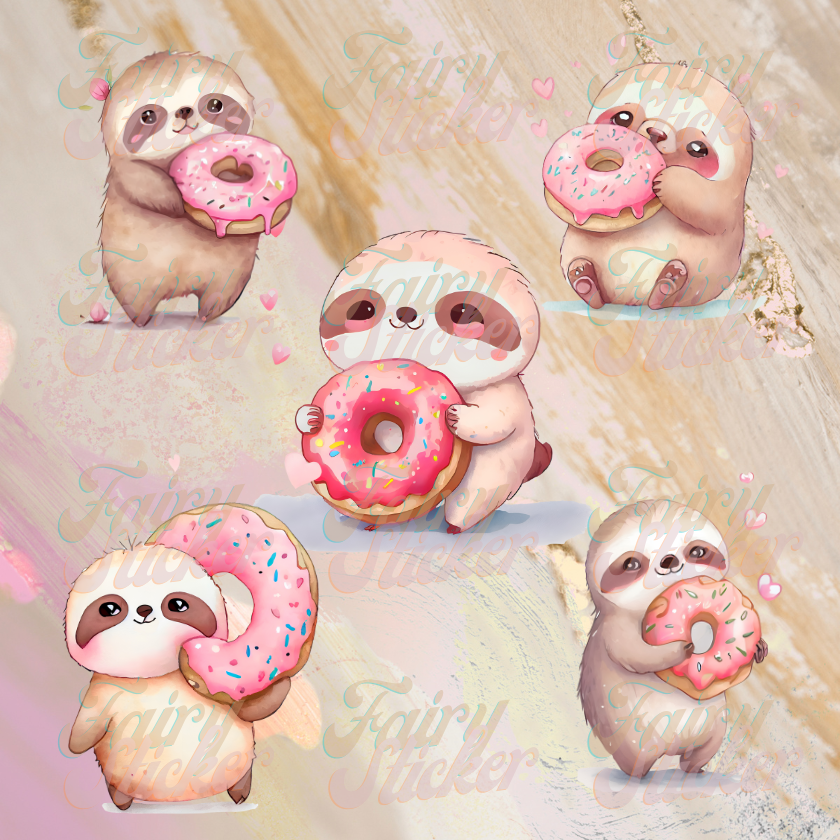 Donut Love Sloths Decal Sticker Set