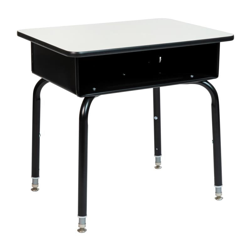 Student Height Adjustable Desk w/ Open Front Metal Box