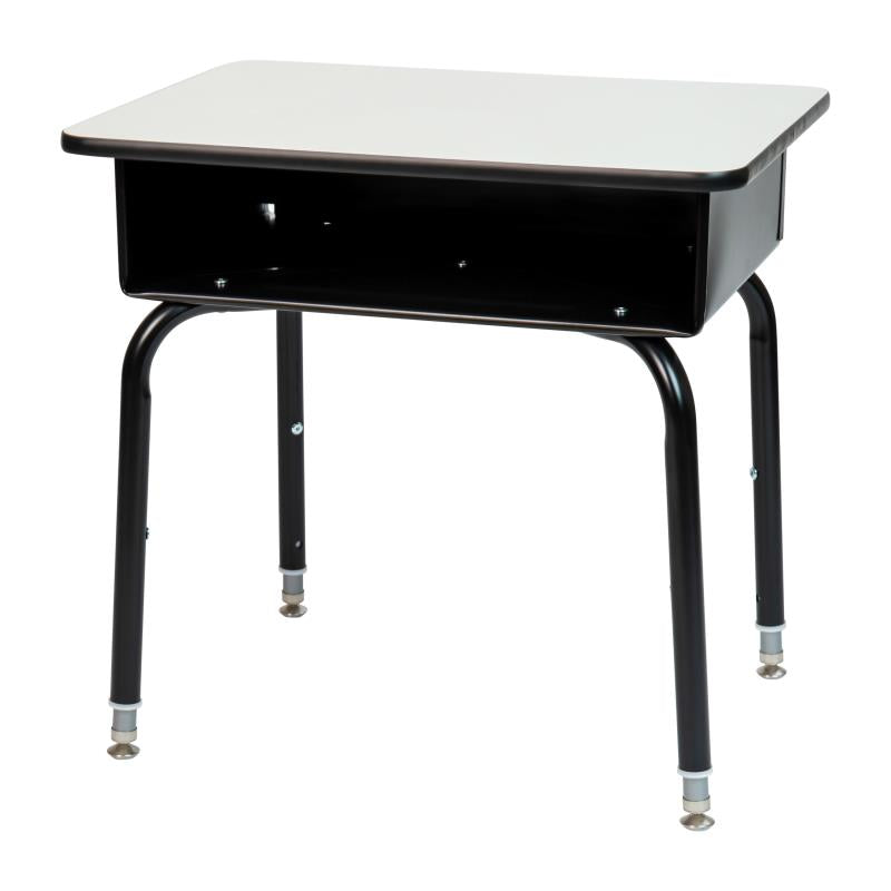 Student Height Adjustable Desk w/ Open Front Metal Box