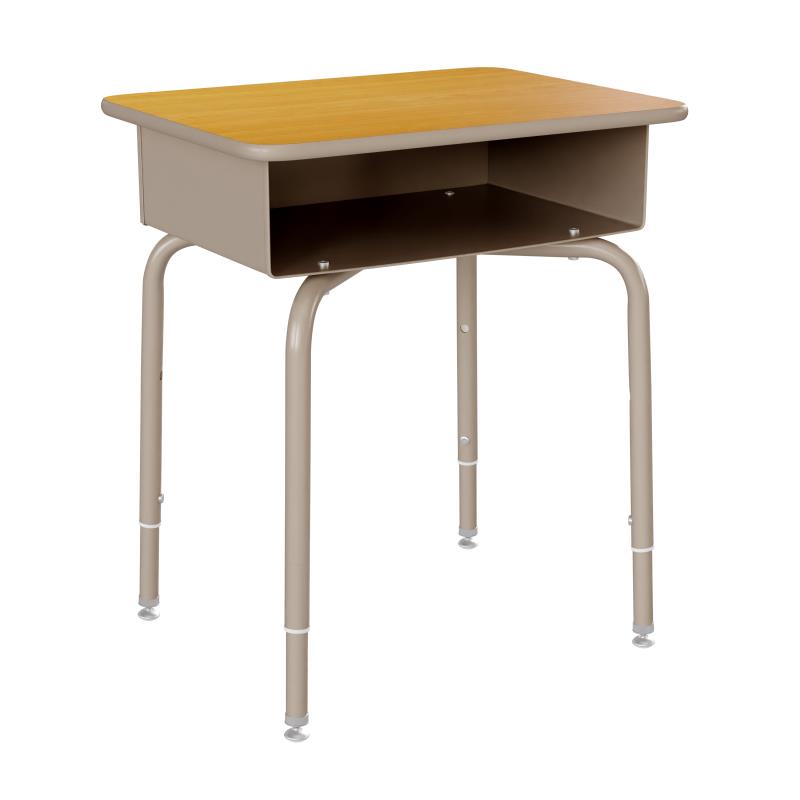 Student Height Adjustable Desk w/ Open Front Metal Box