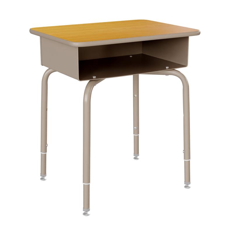 Student Height Adjustable Desk w/ Open Front Metal Box