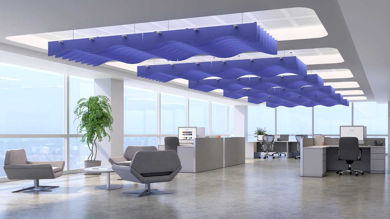Echodeco Acoustic Ceiling Baffles 3/8" Thickness 60"W x 48"D - egyr desk