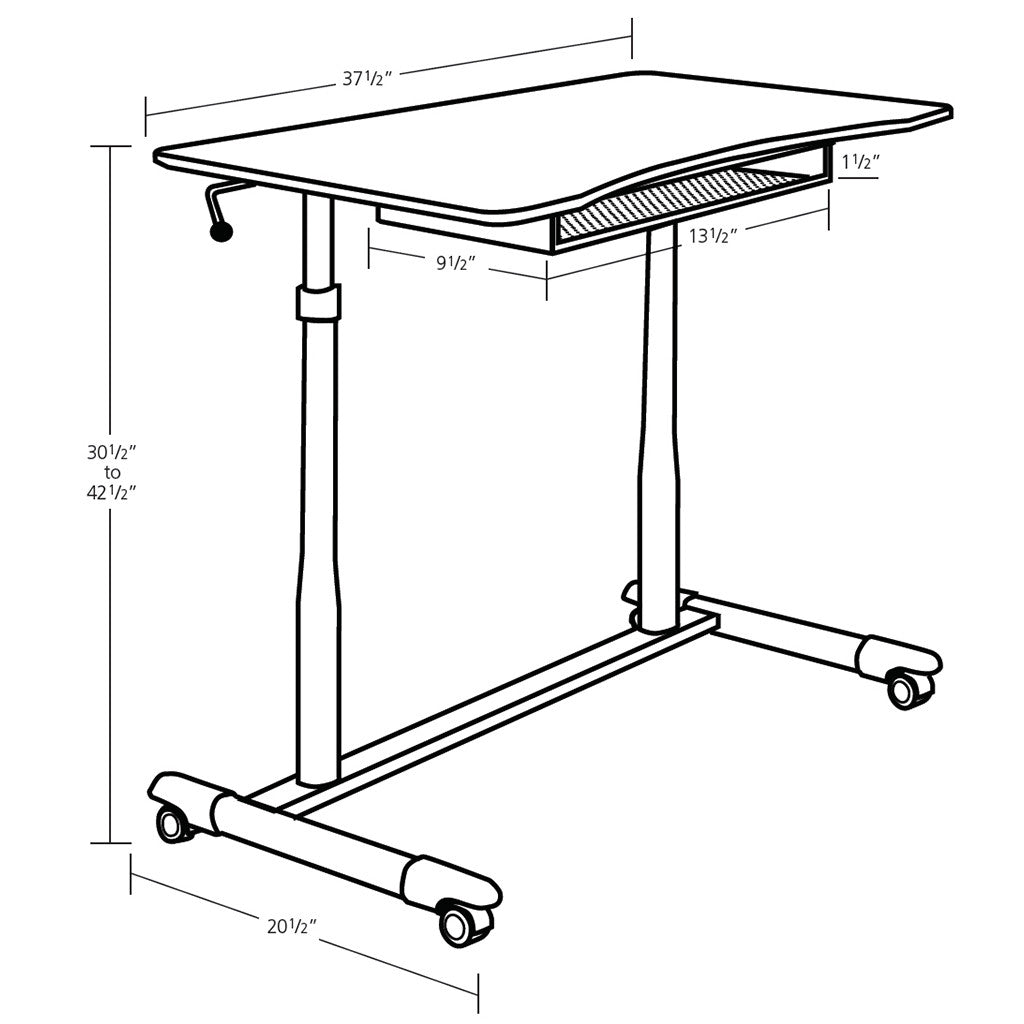  205 Pneumatic Mobile Adjustable Height Desk with Storage