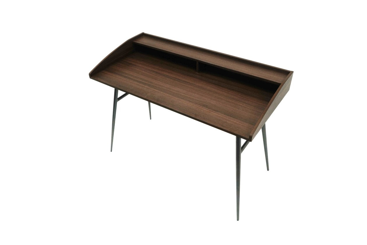 260-Brown Home Writing Desk with Top Shelf