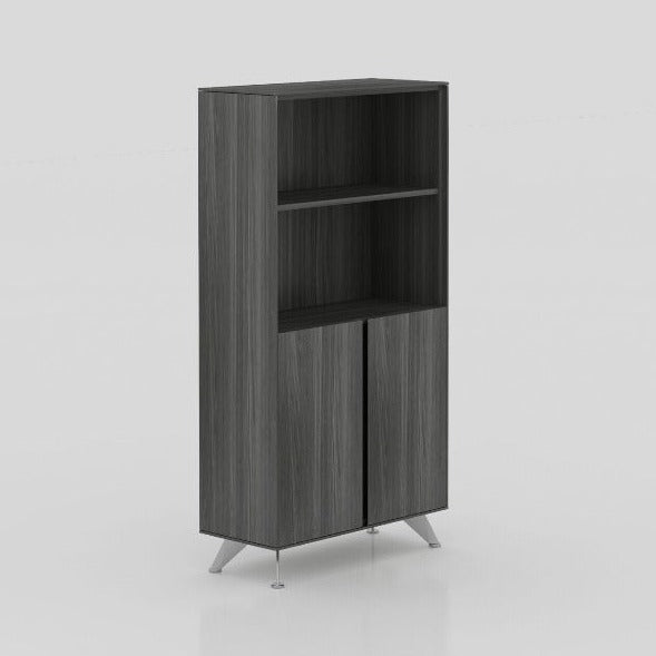 360 Bookcase with Doors 32x61" In Grey