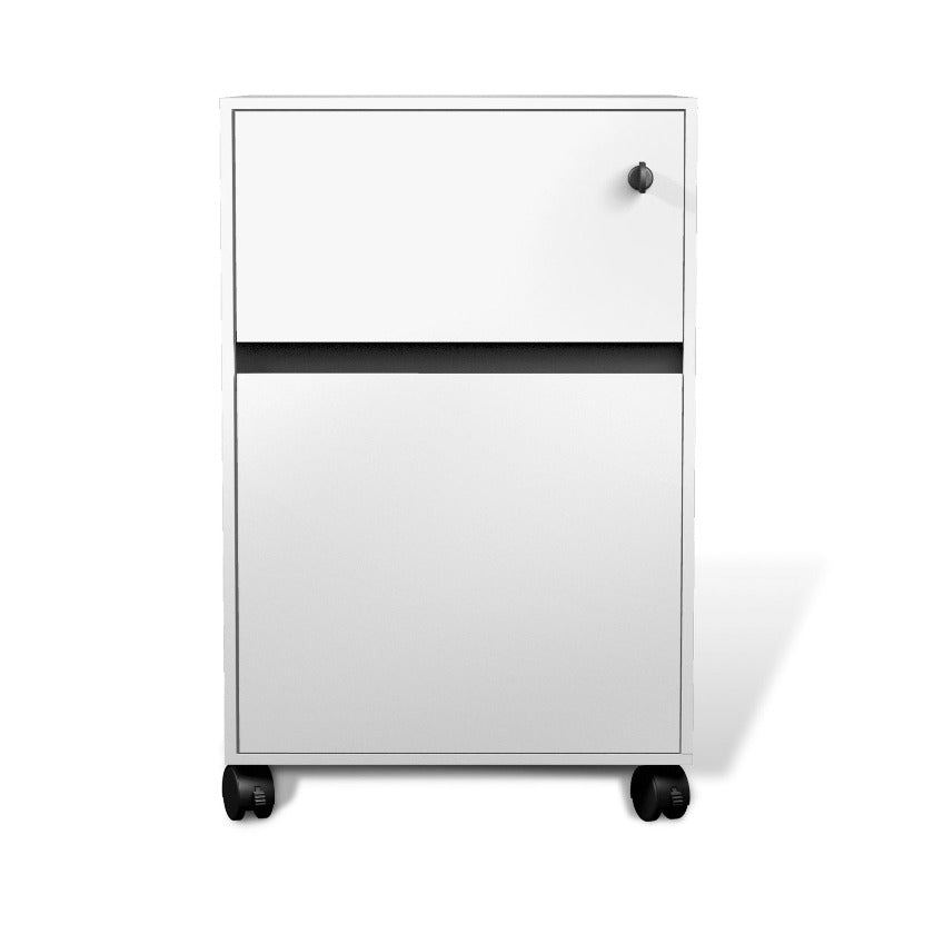 430 Mobile Pedestal Filing Cabinet in White & Zebrano