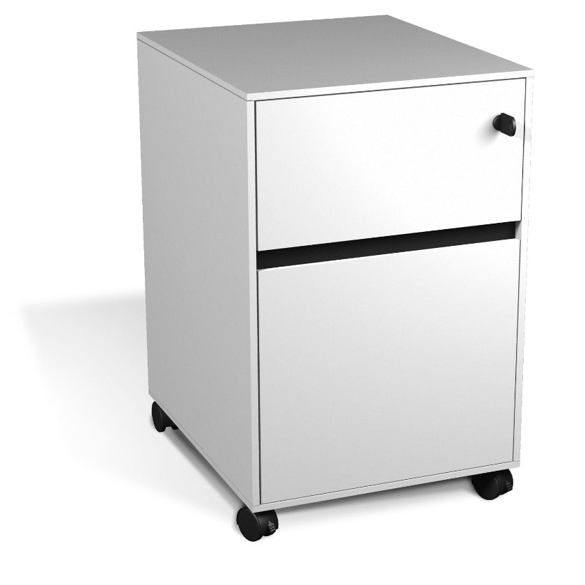 430 Mobile Pedestal Filing Cabinet in White & Zebrano