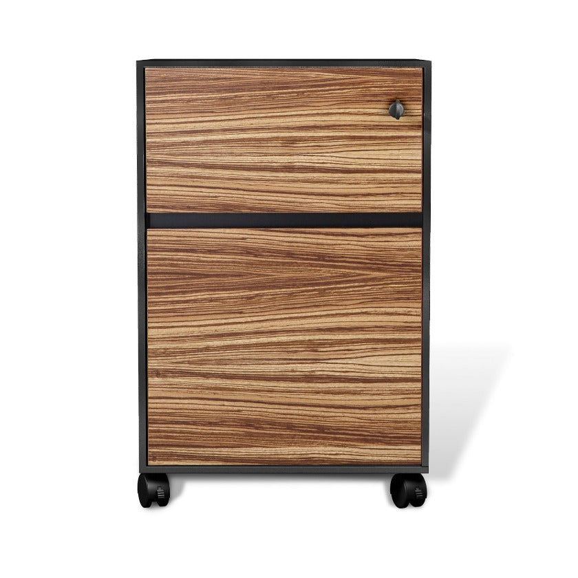 430 Mobile Pedestal Filing Cabinet in White & Zebrano