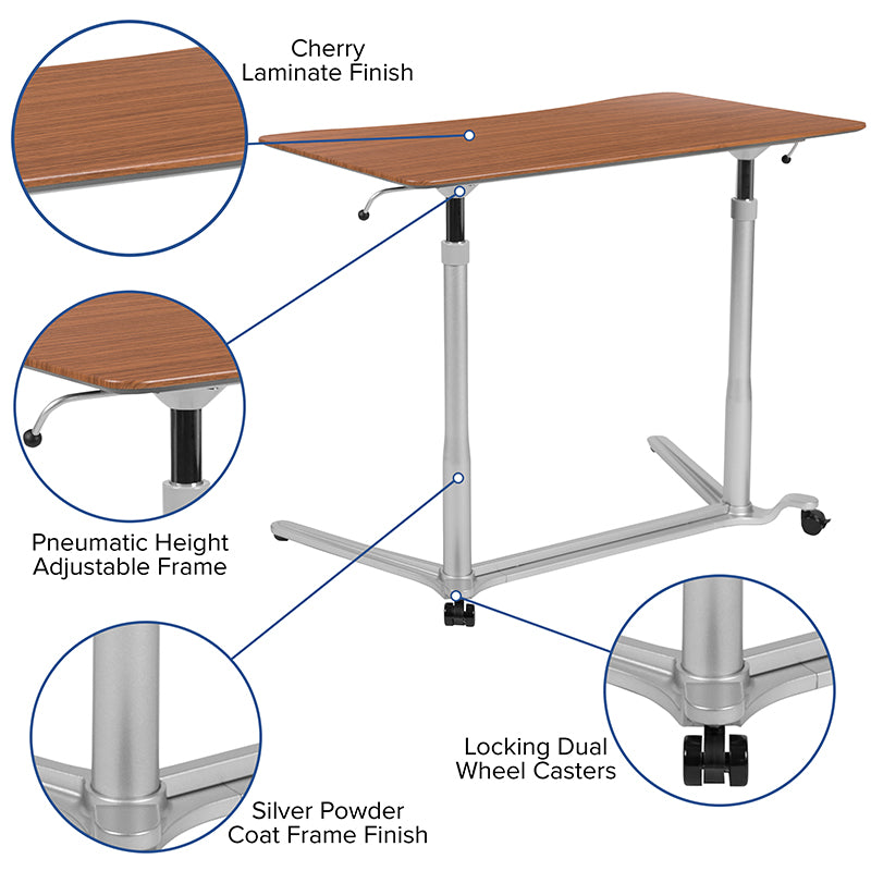 NAN-IP-6-1-CH-GG  Pneumatic Height Adjustable Stand Up  Desk - Egyr Desk