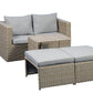 Outdoor 5 Piece Sofa Set Brown Wicker 