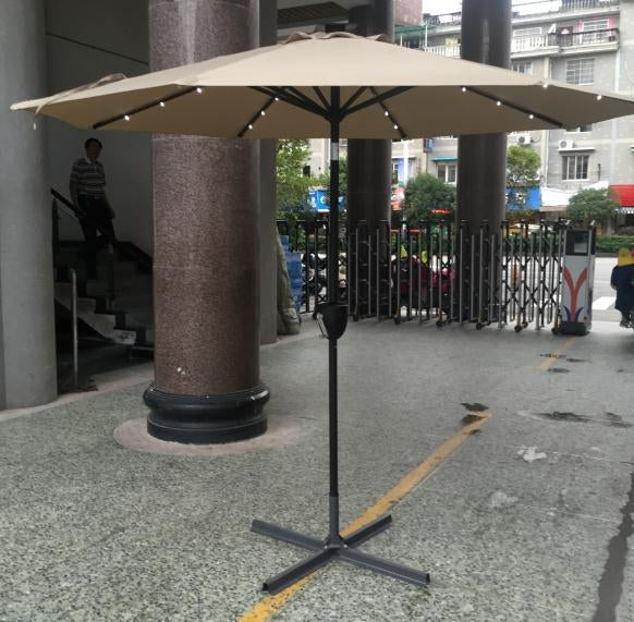 Outdoor Hanging Umbrella with LED Lights  9 and 10 Feet