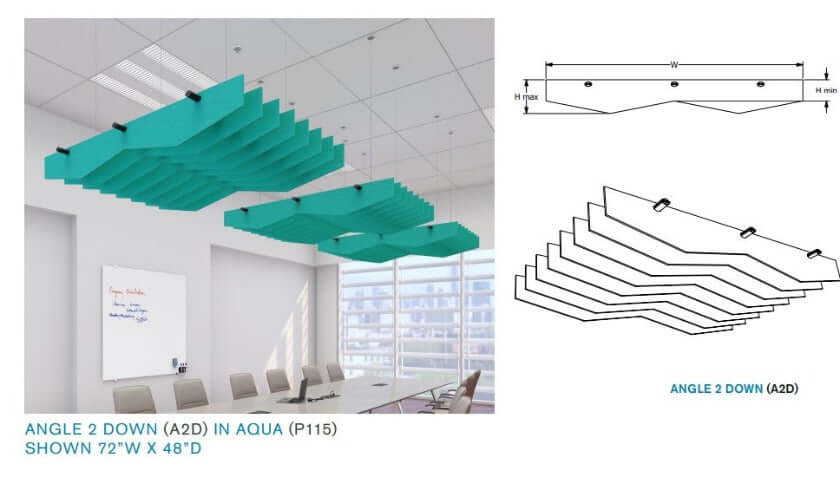 Echodeco 3/8" Acoustic Ceiling Baffles-Angle Design 48-96"W