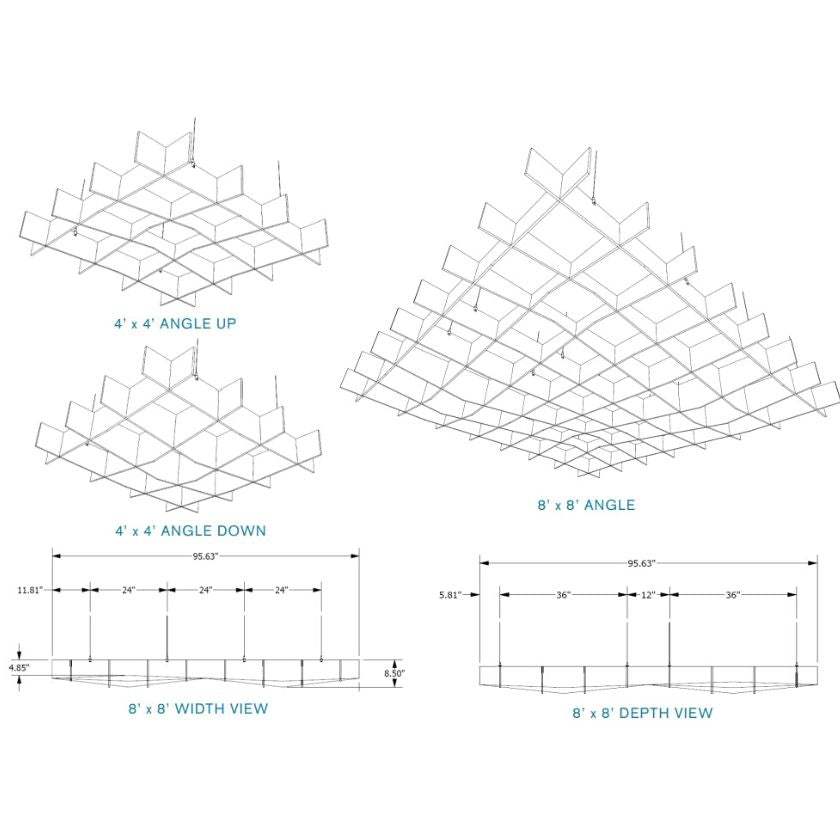 EchoDeco Acoustic Ceiling Grid Baffles 20-28 Feet Width