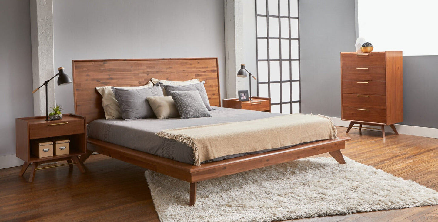 Denali Wood Platform Bed in Walnut Finish