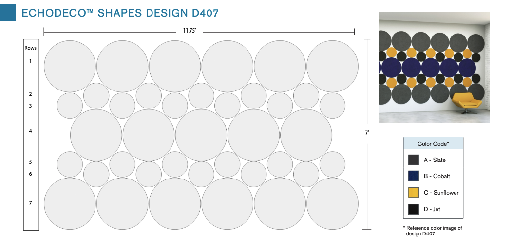 EchoDeco Decorative Acoustical Wall Tiles Circle 3/8" (9MM) Thickness