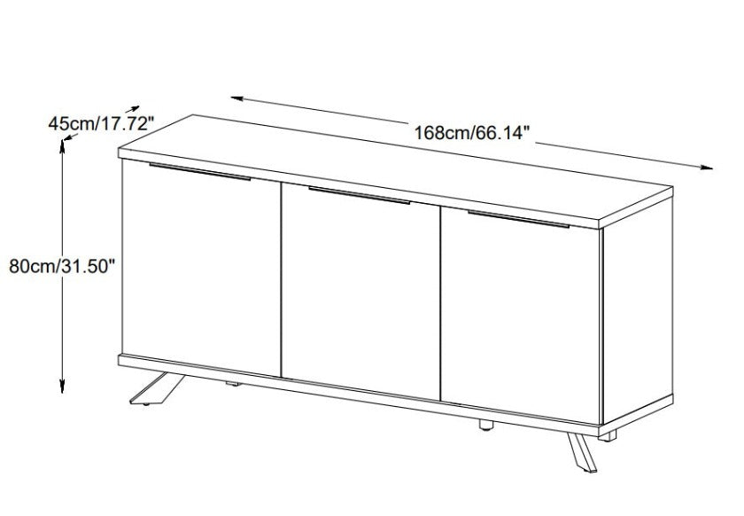 Geneva Sideboard 66 Inches in Grey