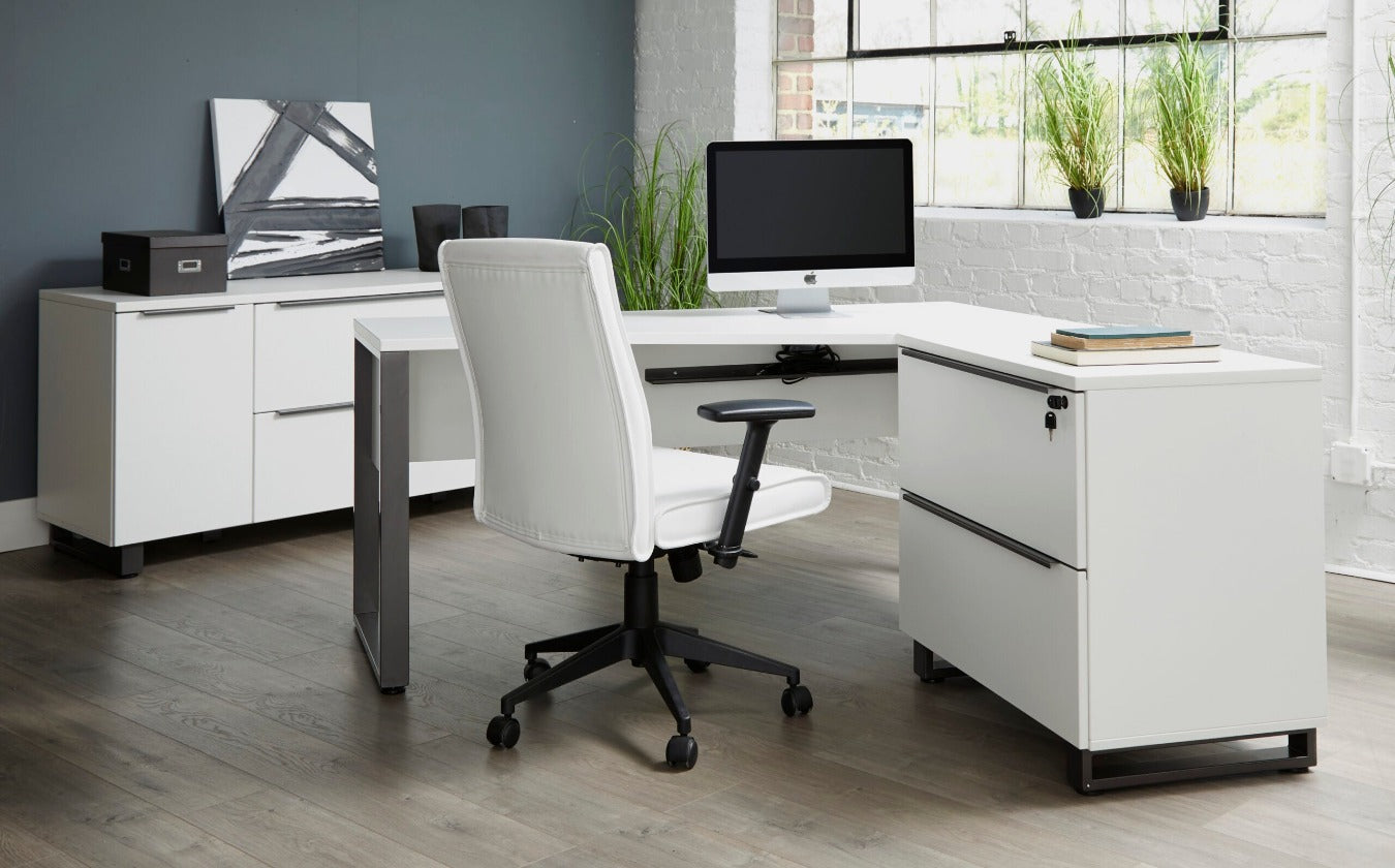 Kalmar Crescent Shape Desk 63" w/ USB and Power Outlets