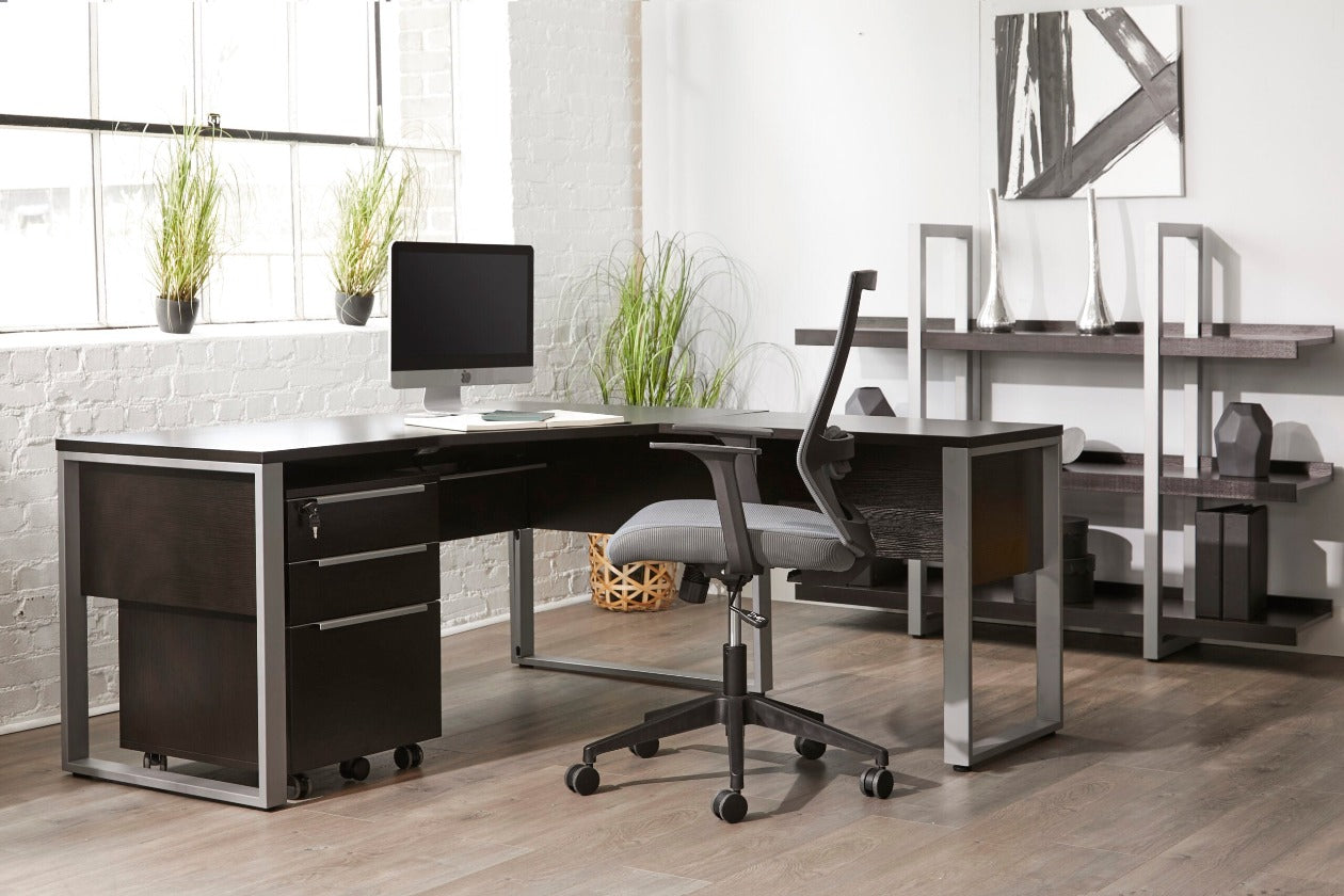 Kalmar Crescent Shape Desk 63" w/ USB and Power Outlets