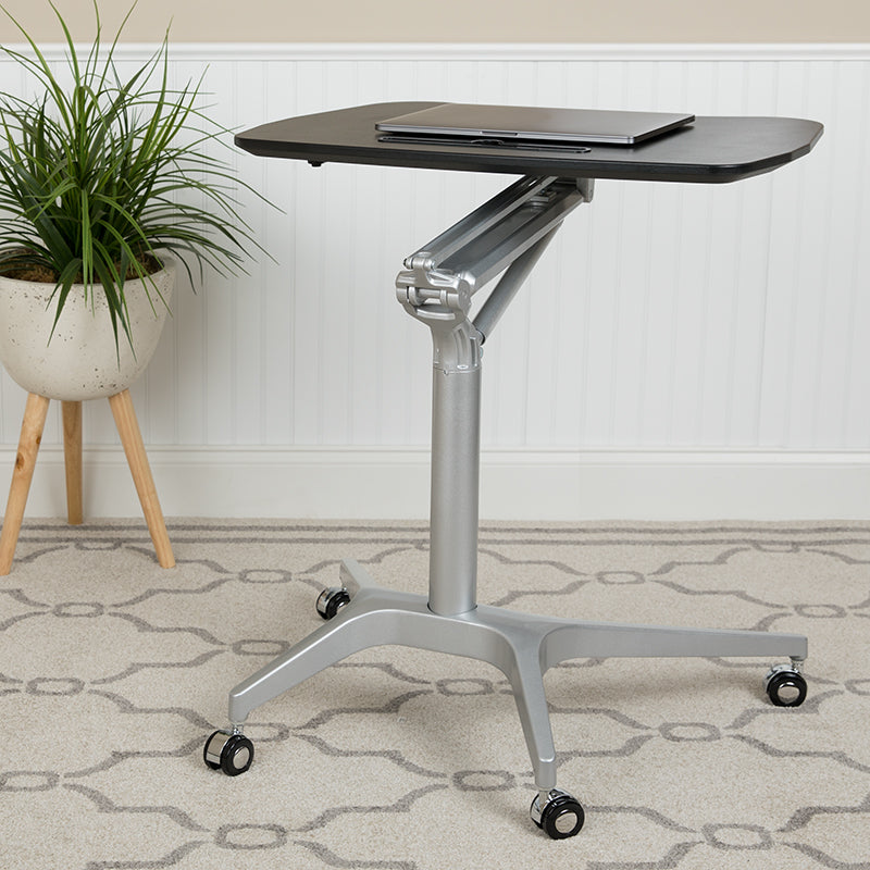 Mobile Standing Desk Pneumatic Black