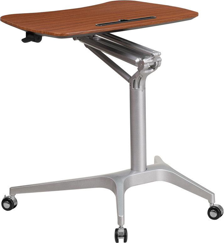 Mobile Standing Desk Pneumatic mahogany