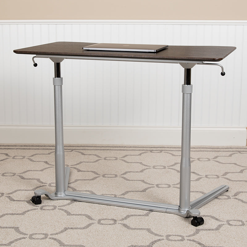 NAN-IP-6-1-DKW-GG Pneumatic Height Adjustable Stand Up  Desk - EgyrDesk