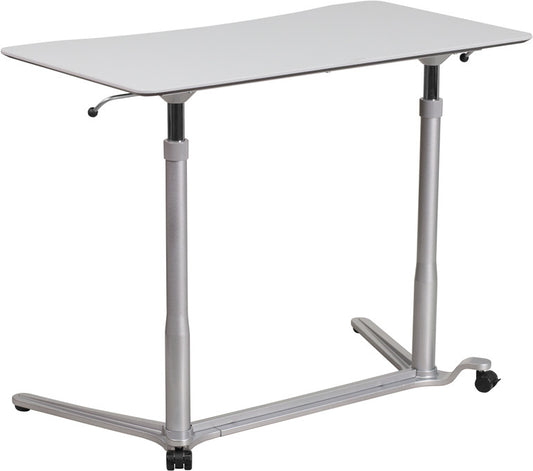 Sit-Down, Stand-Up Light Gray Computer Desk