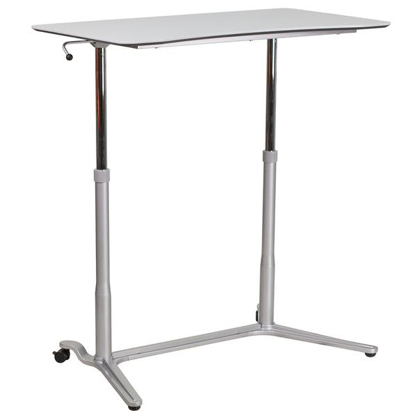 Sit-Down, Stand-Up Light Gray Computer Desk
