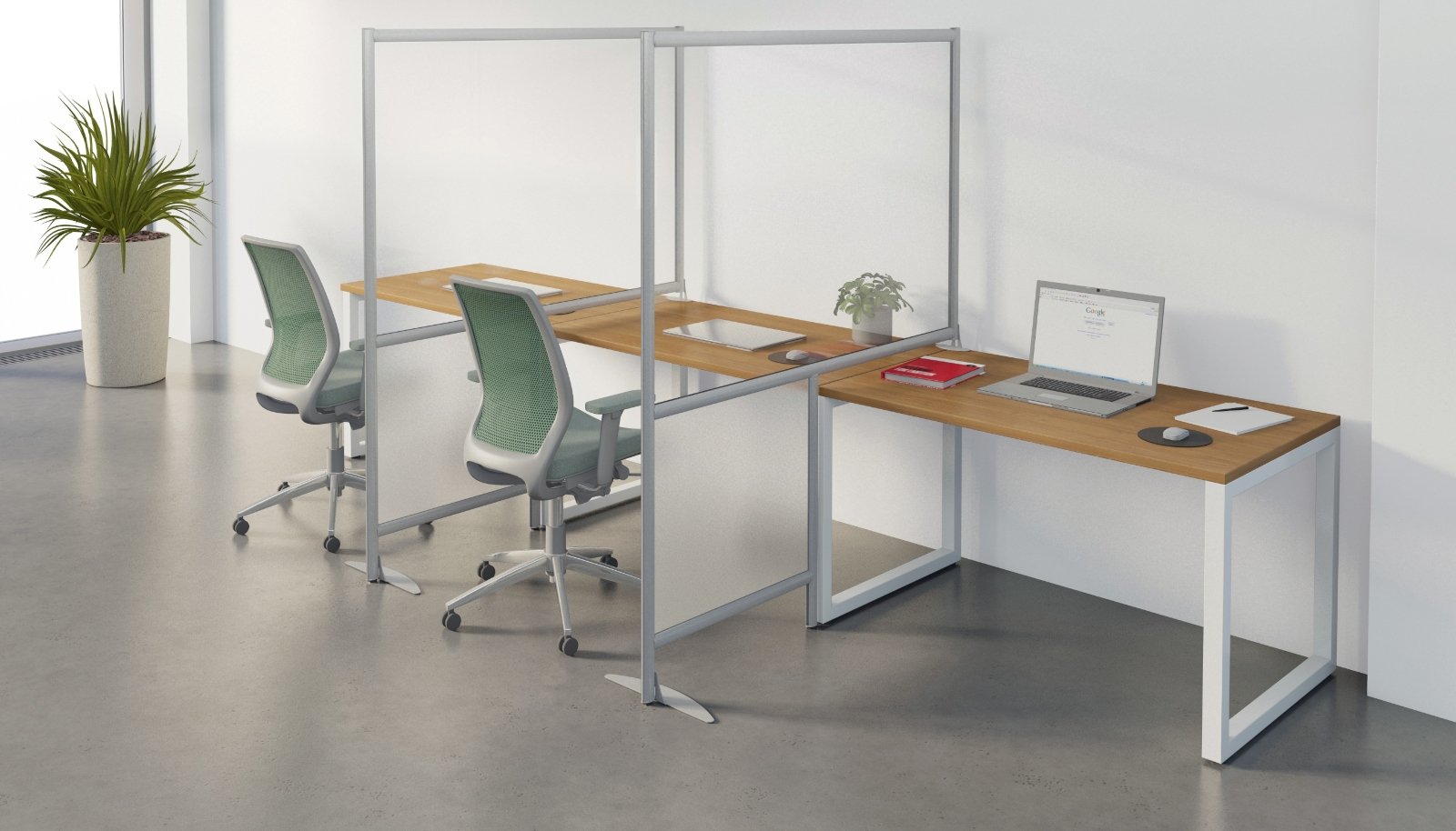 Notch Wall Desk Divider Clear Frosted Acrylic 36