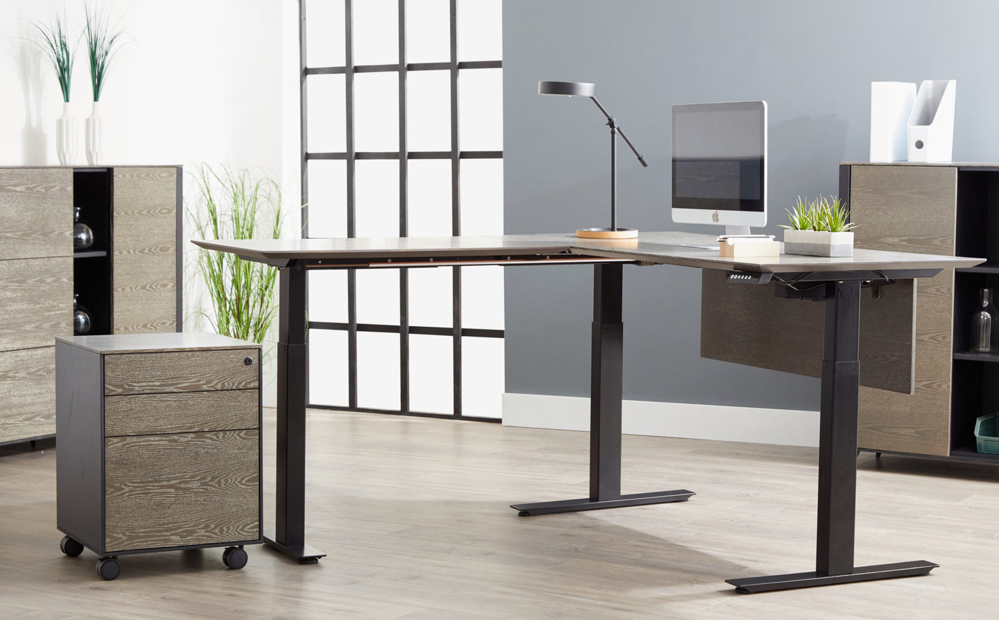 Oslo 90 Degree Standing Desk 63" and 71" with USB