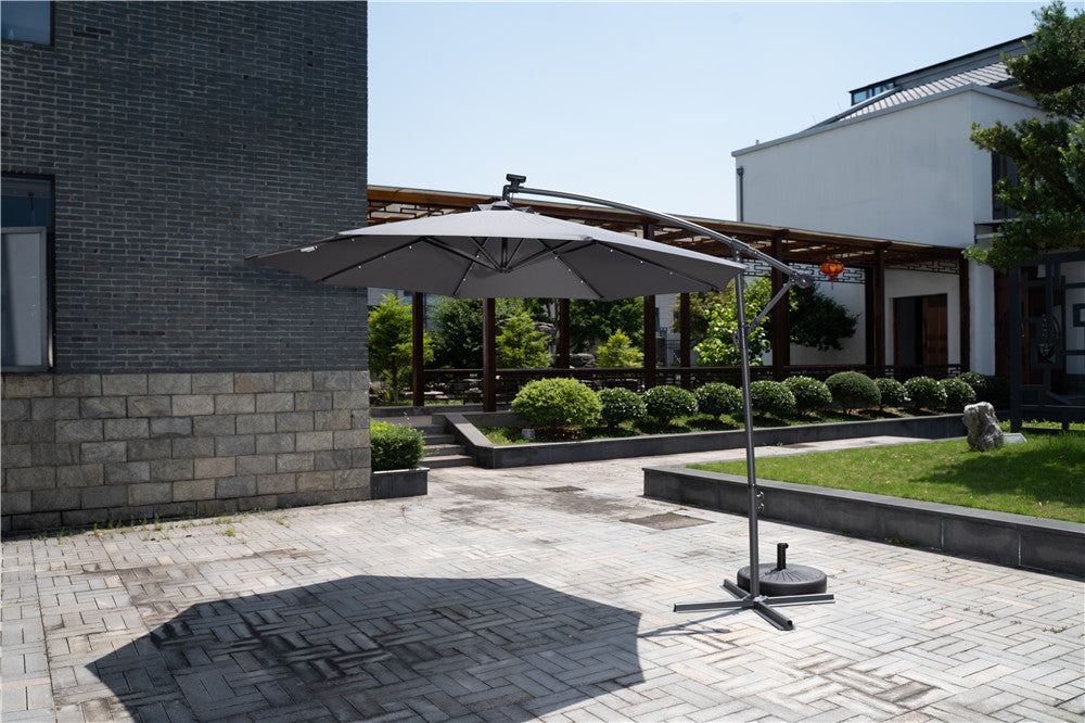 Outdoor Hanging Umbrella with LED Lights  9 and 10 Feet
