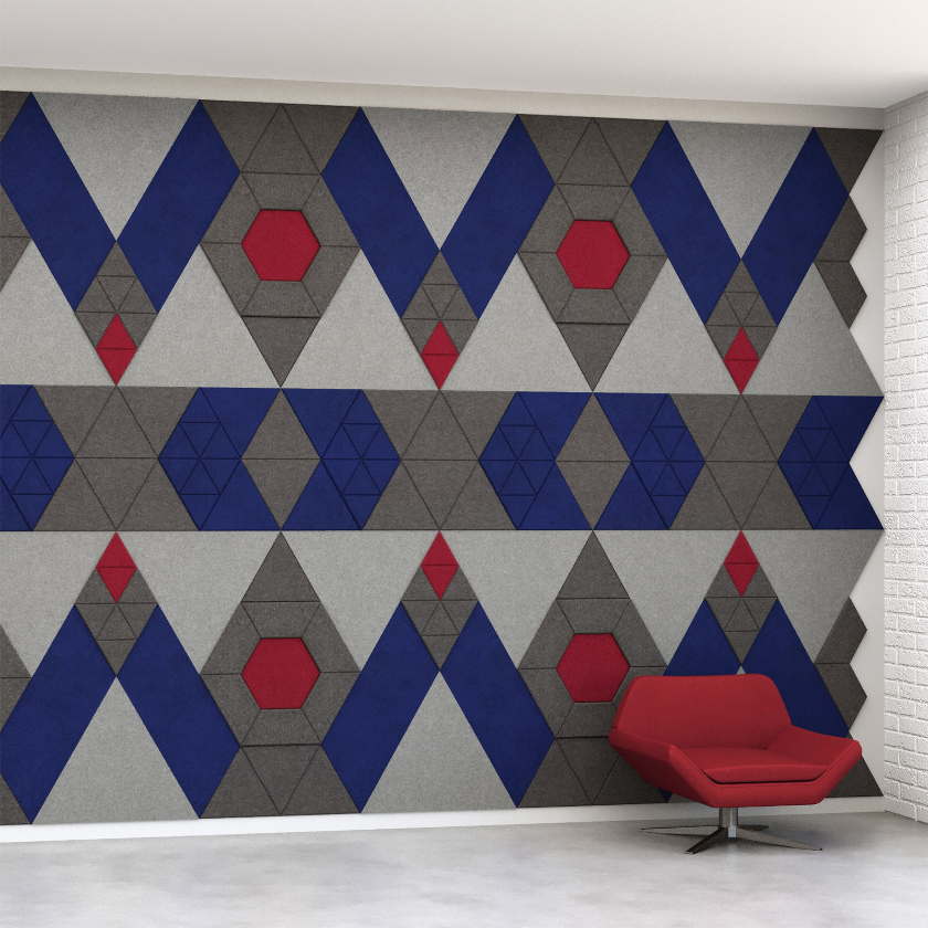 EchoDeco 90% Acoustic Wall Tile Shapes 12" & 24" Square Trapezoid