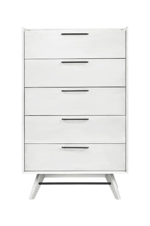 Rainier Double Dresser and High Chest Drawers in White