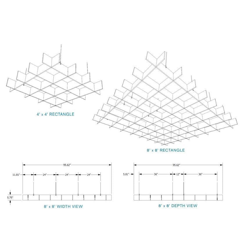 EchoDeco Acoustic Ceiling Grid Baffles 20-28 Feet Width