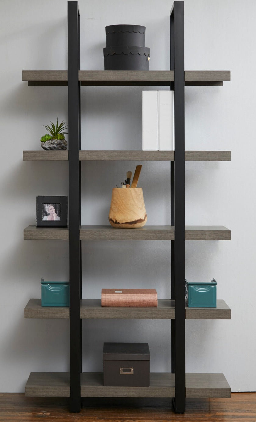 Stavanger Tall and Low Bookcase in Dark Grey