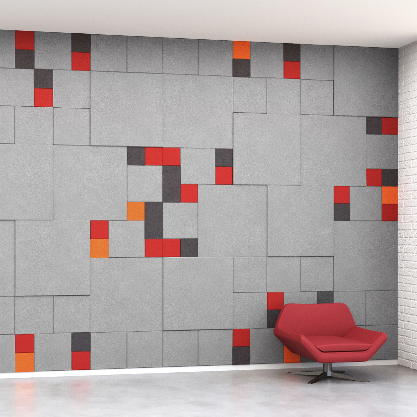 EchoDeco 85% Acoustic Wall Tile Trapezoid & Square Shapes
