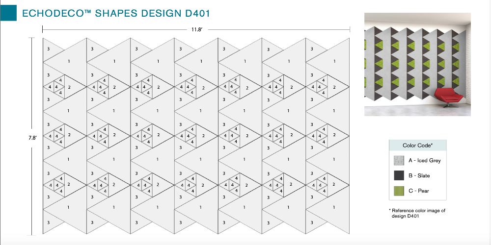 EchoDeco  Decorative 90% Acoustic Wall Tiles Triangle Shapes