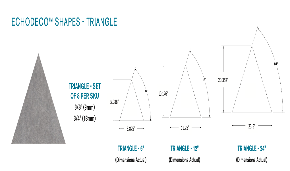 EchoDeco  Decorative 90% Acoustic Wall Tiles Triangle Shapes